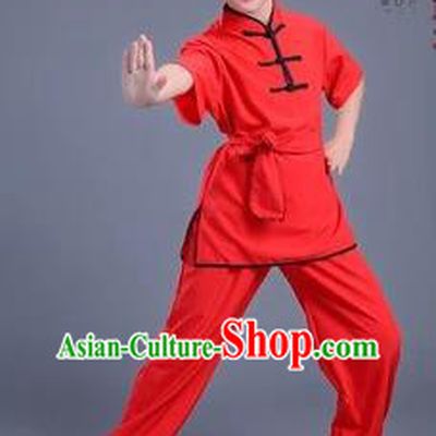 Traditional Chinese Classical Dance Martial Arts Costume, Children Folk Dance Drum Dance Uniform Kung Fu Red Clothing for Kids