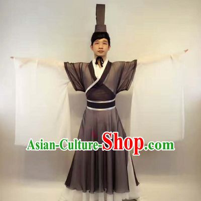 Professional Stage Performance Costumes Made to Order Custom Tailored Costumes Ancient Chinese Scholar Garment and Hat Complete Set