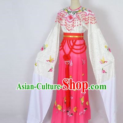 Traditional Chinese Professional Peking Opera Shaoxing Opera Embroidery Costume, China Beijing Opera Female Diva Clothing Zhu Yingtai Rosy Long Robe Dress