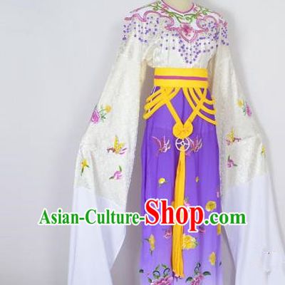 Traditional Chinese Professional Peking Opera Shaoxing Opera Embroidery Costume, China Beijing Opera Female Diva Clothing Zhu Yingtai Purple Long Robe Dress