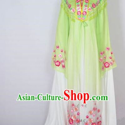 Traditional Chinese Professional Peking Opera Shaoxing Opera Costume Embroidery Green Mantel, China Beijing Opera Female Diva Clothing Long Shawl Dress