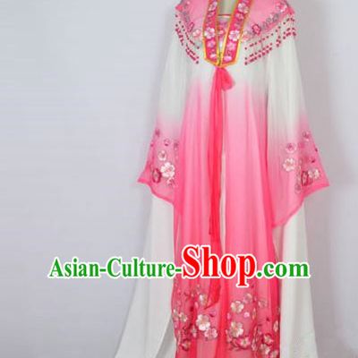 Traditional Chinese Professional Peking Opera Shaoxing Opera Costume Embroidery Rosy Mantel, China Beijing Opera Female Diva Clothing Long Shawl Dress