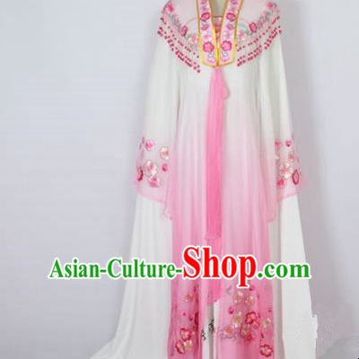 Traditional Chinese Professional Peking Opera Shaoxing Opera Costume Embroidery Pink Mantel, China Beijing Opera Female Diva Clothing Long Shawl Dress