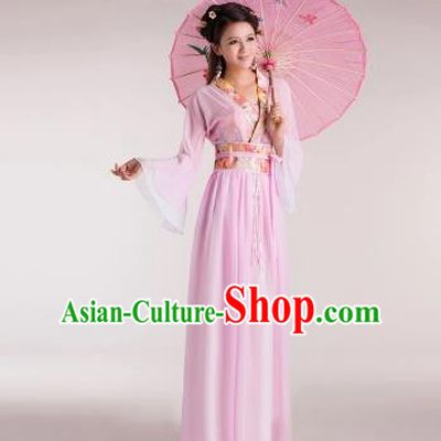 Traditional Chinese Classical Ancient Fairy Costume, China Tang Dynasty Princess Pink Dress for Women