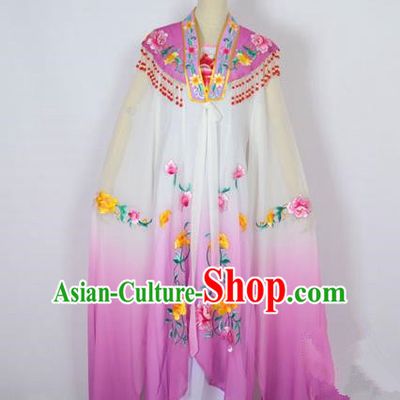Traditional Chinese Professional Peking Opera Shaoxing Opera Costume Embroidery Purple Cloud Shoulder Mantel, China Beijing Opera Female Diva Clothing Long Water Sleeve Shawl Dress