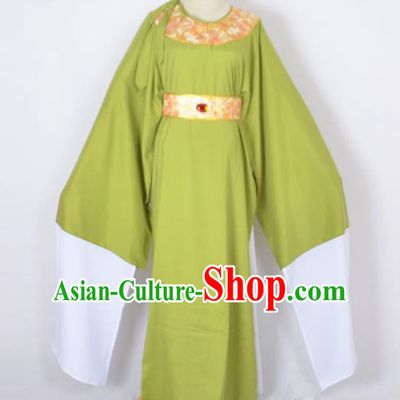 Traditional Chinese Professional Peking Opera Shaoxing Opera Old Men Costume, China Beijing Opera Ministry Councillor Clothing Green Long Robe and Belt Complete Set