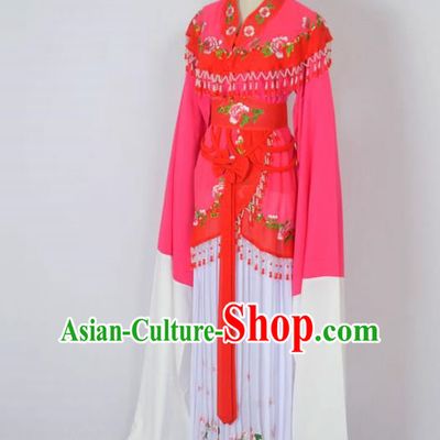 Traditional Chinese Professional Peking Opera Young Lady Costume Water Sleeve Embroidered Dress, China Beijing Opera Diva Hua Tan Red Ceremonial Clothing