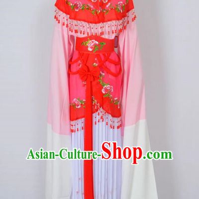 Traditional Chinese Professional Peking Opera Young Lady Costume Water Sleeve Embroidered Dress, China Beijing Opera Diva Hua Tan Pink Ceremonial Clothing