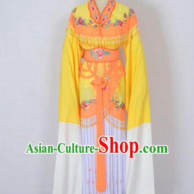 Traditional Chinese Professional Peking Opera Young Lady Costume Water Sleeve Embroidered Dress, China Beijing Opera Diva Hua Tan Yellow Ceremonial Clothing