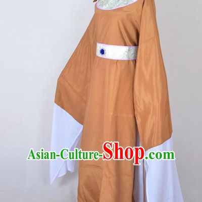 Traditional Chinese Professional Peking Opera Shaoxing Opera Old Men Costume, China Beijing Opera Ministry Councillor Clothing Brown Long Robe and Belt Complete Set