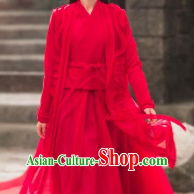 Traditional Chinese Remote Ages Fairy Princess Costume and Headpiece Complete Set, China Ancient Hanfu Dress Young Lady Embroidery Clothing