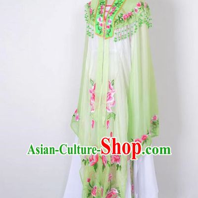 Traditional Chinese Professional Peking Opera Nobility Lady Water Sleeve Costume Embroidery Green Shawl, China Beijing Opera Shaoxing Opera Royal Princess Dress Clothing