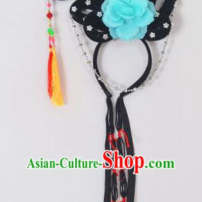 Traditional Handmade Chinese Classical Peking Opera Young Lady Hair Accessories and Wigs, China Beijing Opera Maidservants Diva Green Flower Headwear