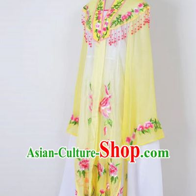 Traditional Chinese Professional Peking Opera Nobility Lady Water Sleeve Costume Embroidery Yellow Shawl, China Beijing Opera Shaoxing Opera Royal Princess Dress Clothing