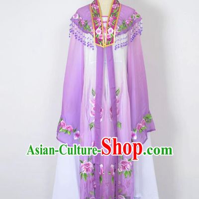 Traditional Chinese Professional Peking Opera Nobility Lady Water Sleeve Costume Embroidery Purple Shawl, China Beijing Opera Shaoxing Opera Royal Princess Dress Clothing