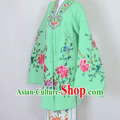 Traditional Chinese Professional Peking Opera Nobility Lady Costume Green Mantel, China Beijing Opera Shaoxing Opera Embroidery Diva Hua Tan Dress Clothing