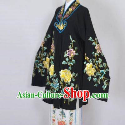 Traditional Chinese Professional Peking Opera Nobility Lady Costume Black Mantel, China Beijing Opera Shaoxing Opera Embroidery Diva Hua Tan Dress Clothing