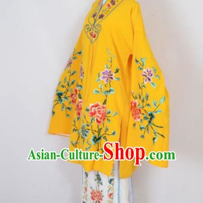 Traditional Chinese Professional Peking Opera Nobility Lady Costume Yellow Mantel, China Beijing Opera Shaoxing Opera Embroidery Diva Hua Tan Dress Clothing