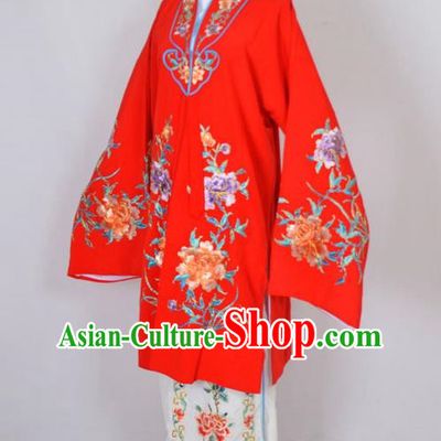Traditional Chinese Professional Peking Opera Nobility Lady Costume Red Mantel, China Beijing Opera Shaoxing Opera Embroidery Diva Hua Tan Dress Clothing
