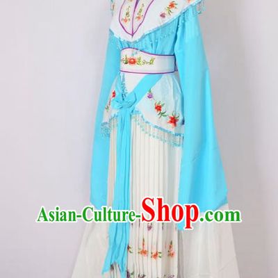Traditional Chinese Professional Peking Opera Nobility Lady Costume Blue Dress, China Beijing Opera Shaoxing Opera Embroidery Diva Hua Tan Dress Clothing