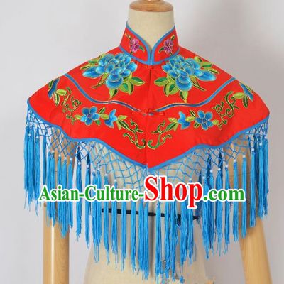 Traditional Handmade Chinese Classical Peking Opera Young Lady Embroidery Peony Cloud Shoulder, China Beijing Opera Maidservants Diva Red Shawl
