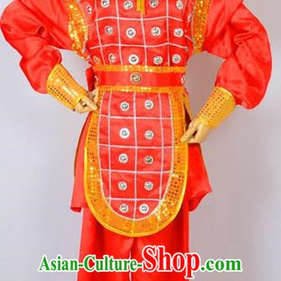 Traditional Chinese Professional Peking Opera Takefu Costume and Headwear, China Beijing Opera Shaoxing Opera Children Niche Warrior Red Clothing