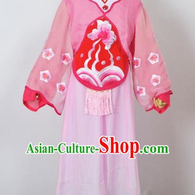 Traditional Chinese Professional Peking Opera Sitting Children Costume, China Beijing Opera Seventh Fairy Pink Uniform Princess Embroidery Dress Clothing
