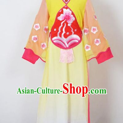 Traditional Chinese Professional Peking Opera Sitting Children Costume, China Beijing Opera Seventh Fairy Yellow Uniform Princess Embroidery Dress Clothing