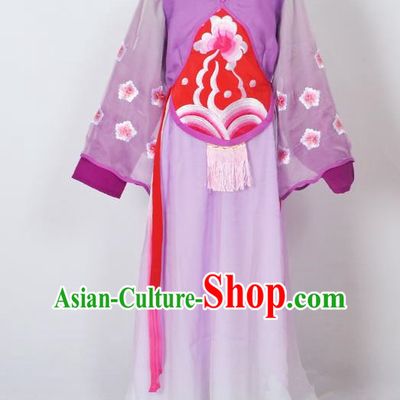 Traditional Chinese Professional Peking Opera Sitting Children Costume, China Beijing Opera Seventh Fairy Purple Uniform Princess Embroidery Dress Clothing