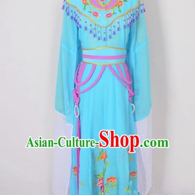 Traditional Chinese Professional Peking Opera Diva Hua Tan Costume, China Beijing Opera Princess Embroidery Blue Dress Clothing