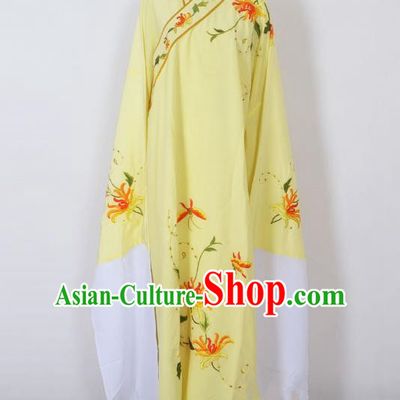 Traditional Chinese Professional Peking Opera Niche Young Men Costume, China Beijing Opera Prince Embroidery Chrysanthemum Yellow Robe Clothing