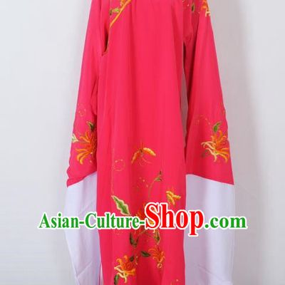 Traditional Chinese Professional Peking Opera Niche Young Men Costume, China Beijing Opera Prince Embroidery Chrysanthemum Rosy Robe Clothing