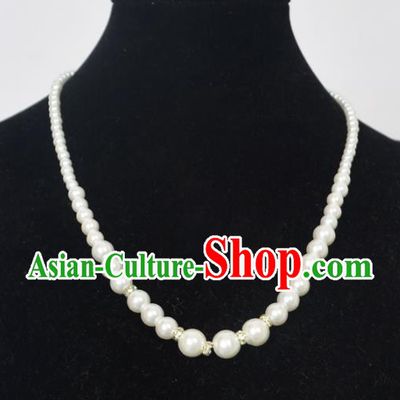 Traditional Handmade Chinese Classical Peking Opera Diva Accessories Necklace, China Beijing Opera Hua Tan Pearls Torque