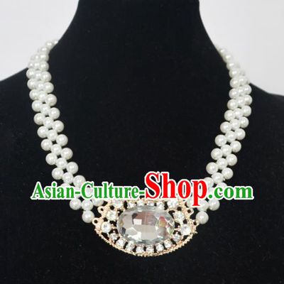 Traditional Handmade Chinese Classical Peking Opera Diva Accessories Necklace, China Beijing Opera Hua Tan Pearls Torque