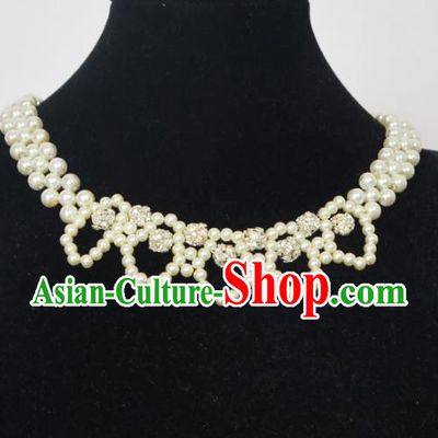 Traditional Handmade Chinese Classical Peking Opera Diva Accessories Necklace, China Beijing Opera Hua Tan Pearls Torque
