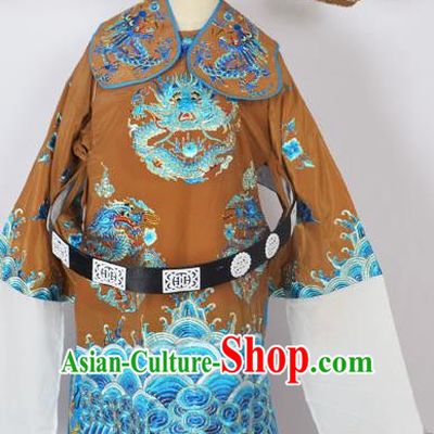 Traditional Chinese Professional Peking Opera Old Men Costume Embroidered Robe and Hat, China Beijing Opera Emperor Embroidery Dragon Robe Clothing