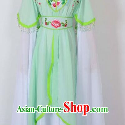 Traditional Chinese Professional Peking Opera Young Lady Costume Embroidery Green Dress, China Beijing Opera Diva Hua Tan Water Sleeve Clothing