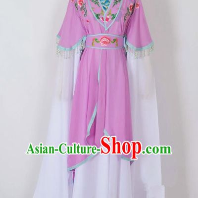 Traditional Chinese Professional Peking Opera Young Lady Costume Embroidery Purple Dress, China Beijing Opera Diva Hua Tan Water Sleeve Clothing