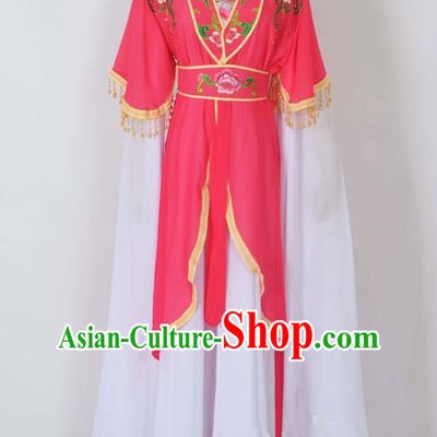 Traditional Chinese Professional Peking Opera Young Lady Costume Embroidery Rosy Dress, China Beijing Opera Diva Hua Tan Water Sleeve Clothing