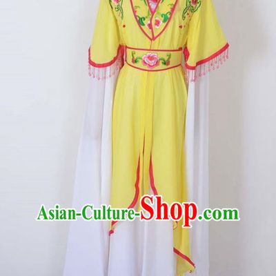 Traditional Chinese Professional Peking Opera Young Lady Costume Embroidery Yellow Dress, China Beijing Opera Diva Hua Tan Water Sleeve Clothing