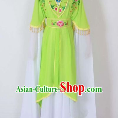 Traditional Chinese Professional Peking Opera Young Lady Costume Embroidery Light Green Dress, China Beijing Opera Diva Hua Tan Water Sleeve Clothing