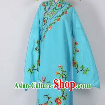Traditional Chinese Professional Peking Opera Young Men Costume, China Beijing Opera Niche Gifted Scholar Embroidery Blue Robe Clothing