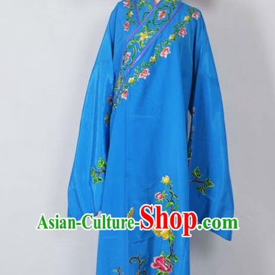 Traditional Chinese Professional Peking Opera Young Men Costume, China Beijing Opera Niche Gifted Scholar Embroidery Deep Blue Robe Clothing