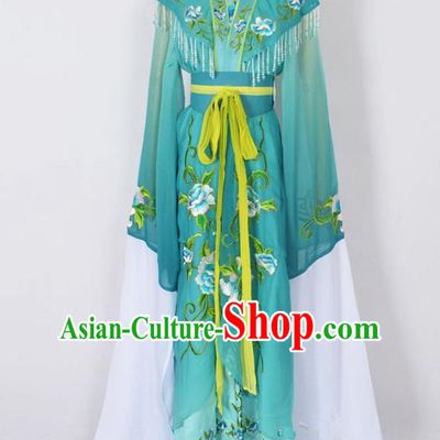 Traditional Chinese Professional Peking Opera Young Lady Princess Costume Green Embroidery Dress, China Beijing Opera Diva Hua Tan Embroidered Robe Clothing