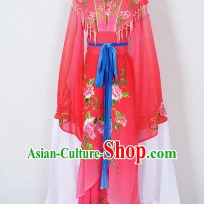Traditional Chinese Professional Peking Opera Young Lady Princess Costume Rosy Embroidery Dress, China Beijing Opera Diva Hua Tan Embroidered Robe Clothing