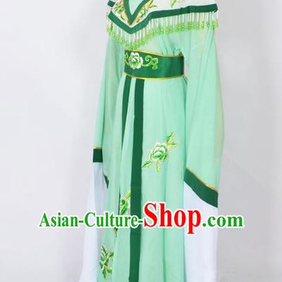 Traditional Chinese Professional Peking Opera Young Lady Princess Costume Light Green Embroidery Dress, China Beijing Opera Diva Hua Tan Embroidered Robe Clothing