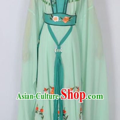Traditional Chinese Professional Peking Opera Young Lady Seven Fairies Costume Green Embroidery Dress, China Beijing Opera Diva Hua Tan Embroidered Robe Clothing