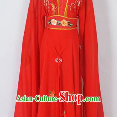 Traditional Chinese Professional Peking Opera Young Lady Seven Fairies Costume Red Embroidery Dress, China Beijing Opera Diva Hua Tan Embroidered Robe Clothing