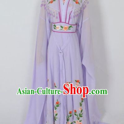 Traditional Chinese Professional Peking Opera Young Lady Seven Fairies Costume Purple Embroidery Dress, China Beijing Opera Diva Hua Tan Embroidered Robe Clothing