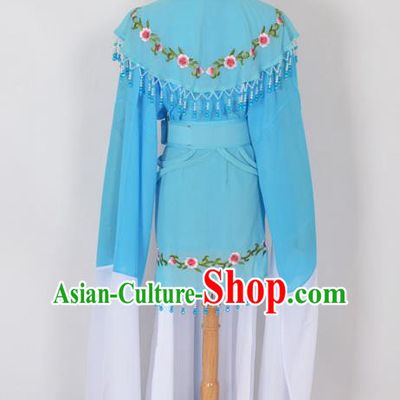 Traditional Chinese Professional Peking Opera Young Lady Jordan-Sitting Costume Blue Embroidery Dress, China Beijing Opera Diva Hua Tan Embroidered Princess Clothing
